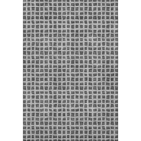 5' X 8' Graphite And Silver Geometric Washable Area Rug With UV Protection
