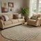 8' Rust Copper And Beige Geometric Washable Round Rug With UV Protection