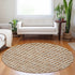 8' Rust Copper And Beige Geometric Washable Round Rug With UV Protection