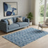 5' X 8' Blue And Ivory Polka Dot Washable Area Rug With UV Protection