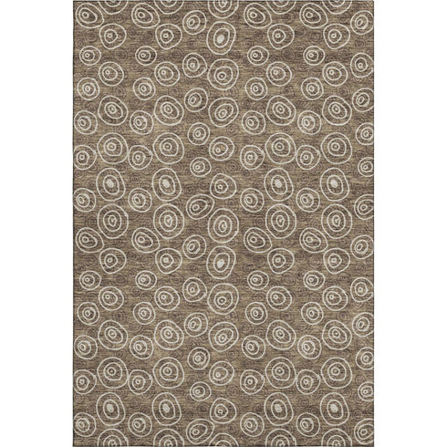 5' X 8' Brown And Ivory Polka Dot Washable Area Rug With UV Protection
