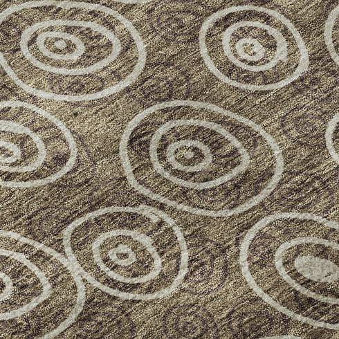 8' Brown And Ivory Polka Dot Washable Round Rug With UV Protection