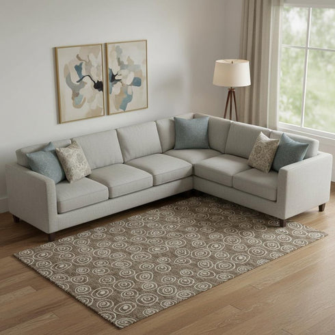 8' X 10' Brown And Ivory Polka Dot Washable Area Rug With UV Protection