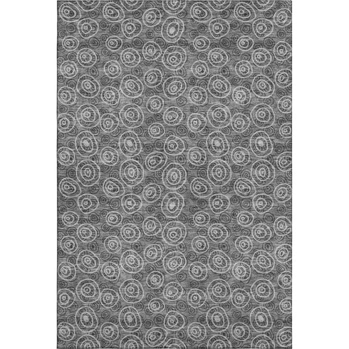 5' X 8' Gray And Silver Polka Dot Washable Area Rug With UV Protection