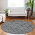 8' Gray And Silver Polka Dot Washable Round Rug With UV Protection