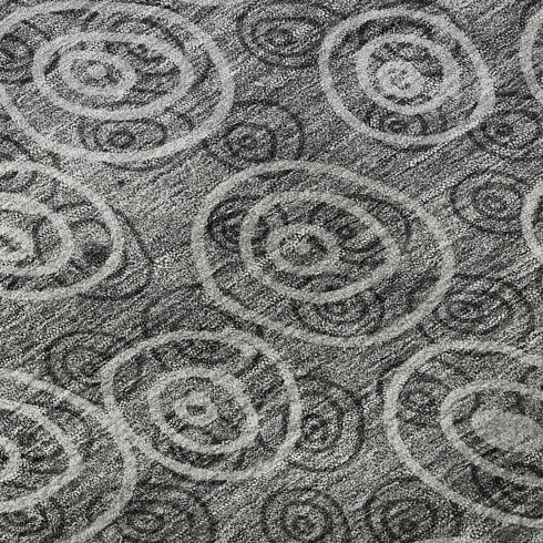 8' Gray And Silver Polka Dot Washable Round Rug With UV Protection