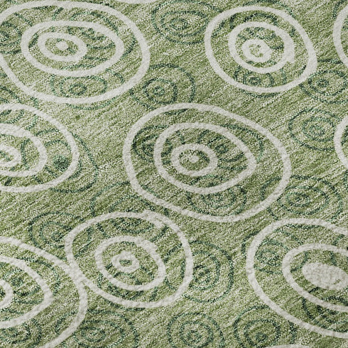 5' X 8' Green And Ivory Polka Dot Washable Area Rug With UV Protection