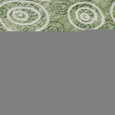 8' Green And Ivory Polka Dot Washable Round Rug With UV Protection