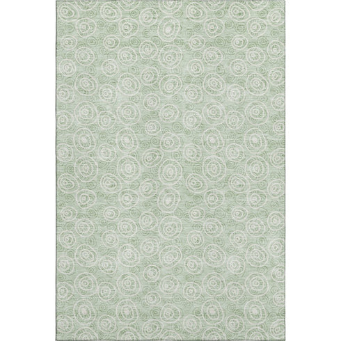 5' X 8' Mint Green And Ivory Polka Dot Washable Area Rug With UV Protection