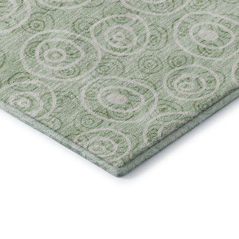5' X 8' Mint Green And Ivory Polka Dot Washable Area Rug With UV Protection