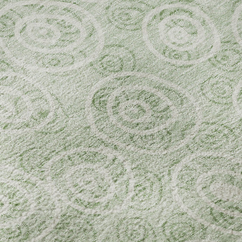 5' X 8' Mint Green And Ivory Polka Dot Washable Area Rug With UV Protection