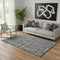 5' X 8' Black And Ivory Striped Washable Area Rug With UV Protection
