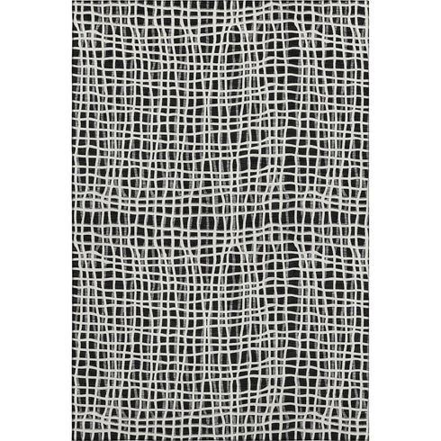 8' X 10' Black And Ivory Striped Washable Area Rug With UV Protection