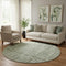 8' Green And Ivory Striped Washable Round Rug With UV Protection