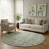 8' Green And Ivory Striped Washable Round Rug With UV Protection