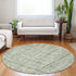 8' Green And Ivory Striped Washable Round Rug With UV Protection