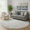 8' Ivory And Beige Striped Washable Round Rug With UV Protection
