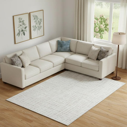 8' X 10' Ivory And Beige Striped Washable Area Rug With UV Protection