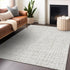 8' X 10' Ivory And Beige Striped Washable Area Rug With UV Protection