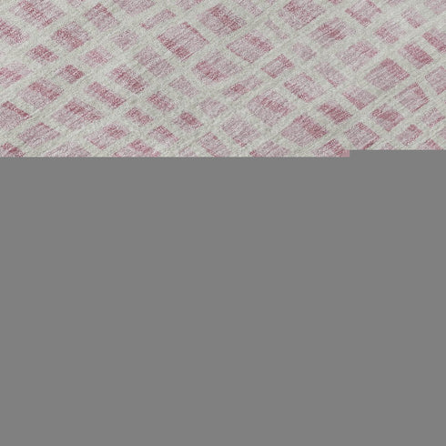 5' X 8' Pink And Ivory Striped Washable Area Rug With UV Protection