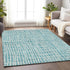 5' X 8' Teal And Ivory Striped Washable Area Rug With UV Protection