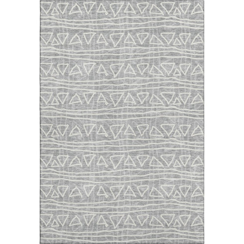 5' X 8' Gray And Silver Geometric Washable Area Rug With UV Protection