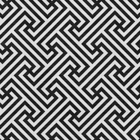 5' X 8' Black And Ivory Geometric Washable Area Rug With UV Protection