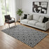 5' X 8' Black And Ivory Geometric Washable Area Rug With UV Protection