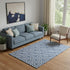 5' X 8' Blue And Ivory Geometric Washable Area Rug With UV Protection