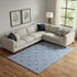 8' X 10' Blue And Ivory Geometric Washable Area Rug With UV Protection