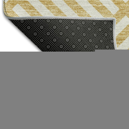8' X 10' Gold And Ivory Geometric Washable Area Rug With UV Protection