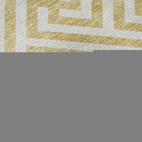 8' X 10' Gold And Ivory Geometric Washable Area Rug With UV Protection