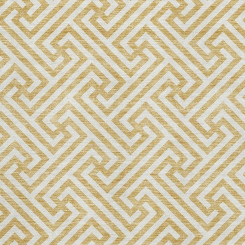 8' X 10' Gold And Ivory Geometric Washable Area Rug With UV Protection