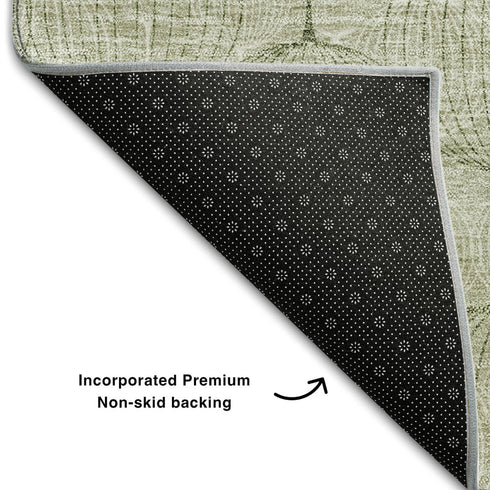 8' X 10' Artichoke Green And Ivory Geometric Washable Area Rug With UV Protection