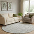 8' Beige And Brown Geometric Washable Round Rug With UV Protection