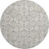 8' Beige And Brown Geometric Washable Round Rug With UV Protection