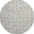 8' Beige And Brown Geometric Washable Round Rug With UV Protection