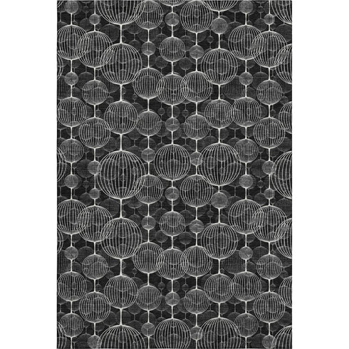5' X 8' Black And Ivory Geometric Washable Area Rug With UV Protection