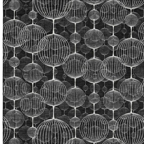 5' X 8' Black And Ivory Geometric Washable Area Rug With UV Protection