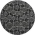 8' Black And Ivory Geometric Washable Round Rug With UV Protection