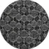 8' Black And Ivory Geometric Washable Round Rug With UV Protection