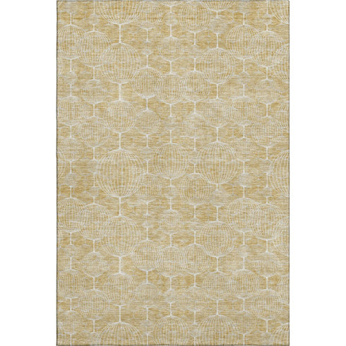 9' X 12' Gold And Ivory Geometric Washable Area Rug With UV Protection