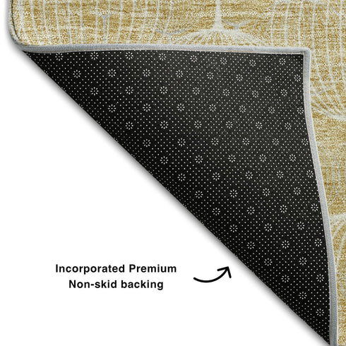 9' X 12' Gold And Ivory Geometric Washable Area Rug With UV Protection