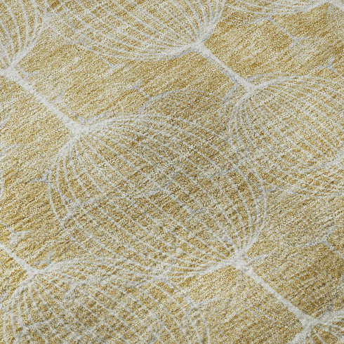 9' X 12' Gold And Ivory Geometric Washable Area Rug With UV Protection