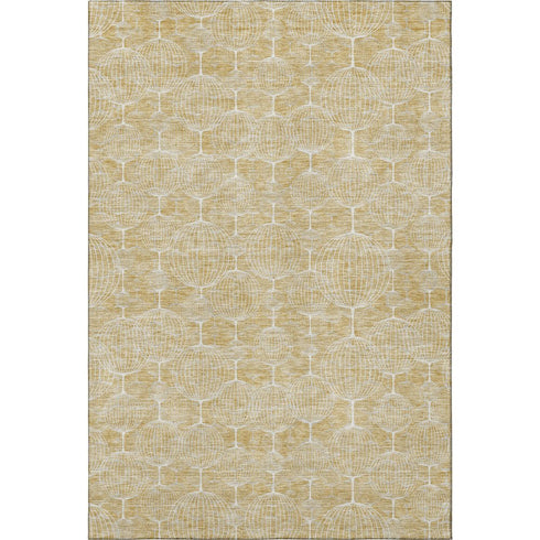 9' X 12' Gold And Ivory Geometric Washable Area Rug With UV Protection
