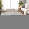 9' X 12' Graphite And Silver Geometric Washable Area Rug With UV Protection