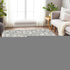 9' X 12' Graphite And Silver Geometric Washable Area Rug With UV Protection
