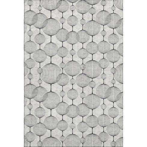 9' X 12' Graphite And Silver Geometric Washable Area Rug With UV Protection