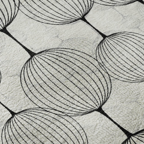 9' X 12' Graphite And Silver Geometric Washable Area Rug With UV Protection