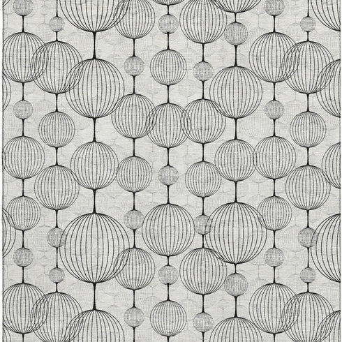 9' X 12' Graphite And Silver Geometric Washable Area Rug With UV Protection
